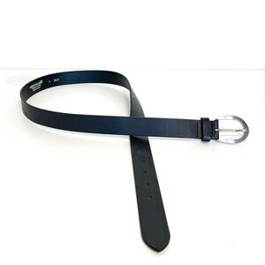 Berge Leather Minimalist Sleek Women Belt Large Black Capsule Work Made in Italy